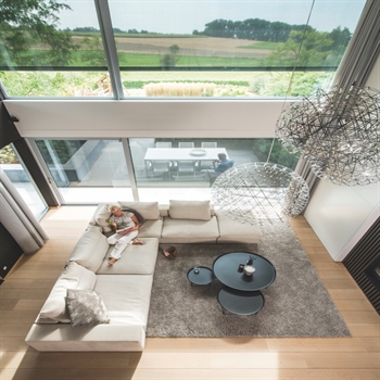 external screens in grey installed for a home seen from the inside 