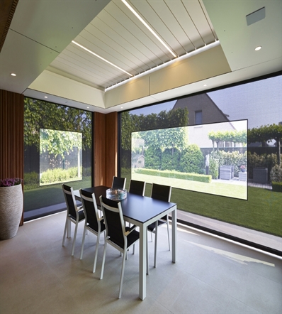 Integrated screens with crystal windows as sides to enclose