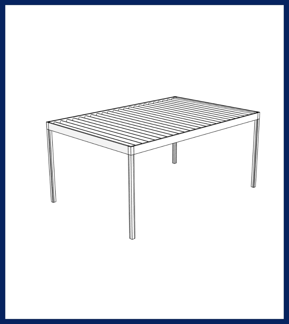 technical drawing of a freestanding pergola