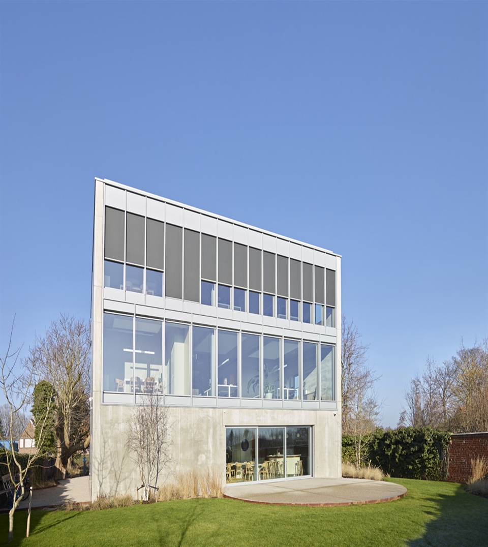 Integrated architectural solar shading on a commercial property.