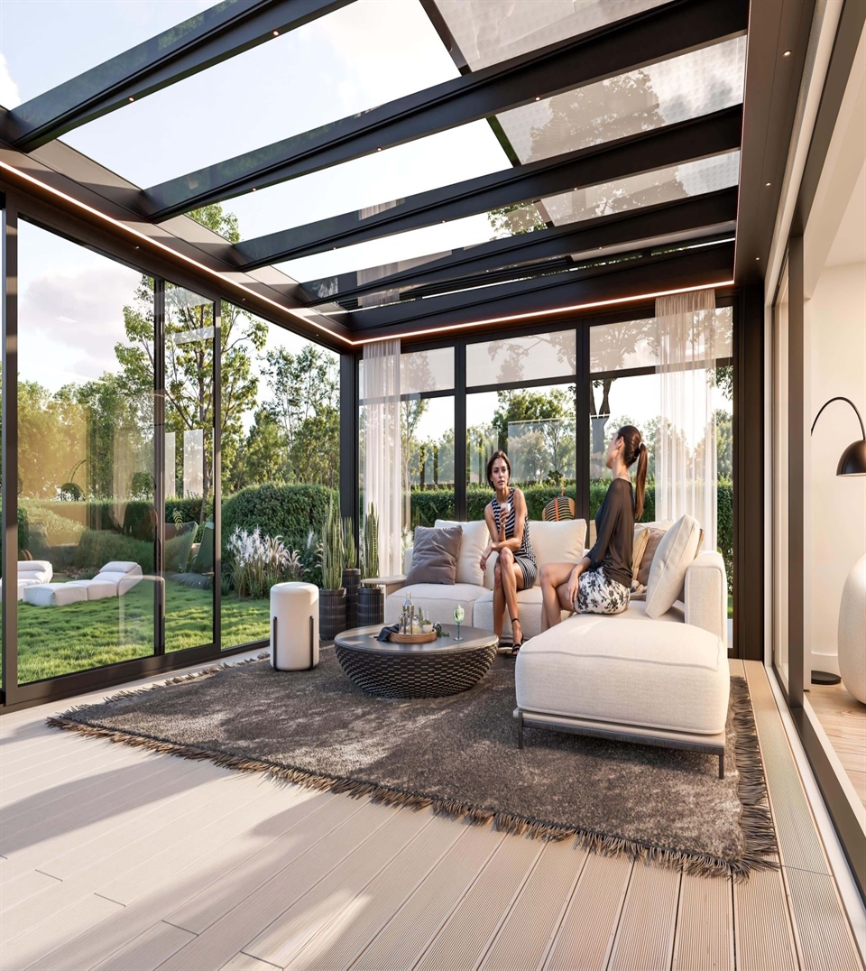 Red Dot Design Award-winning Winsol SO! Crystal glass roof pergola