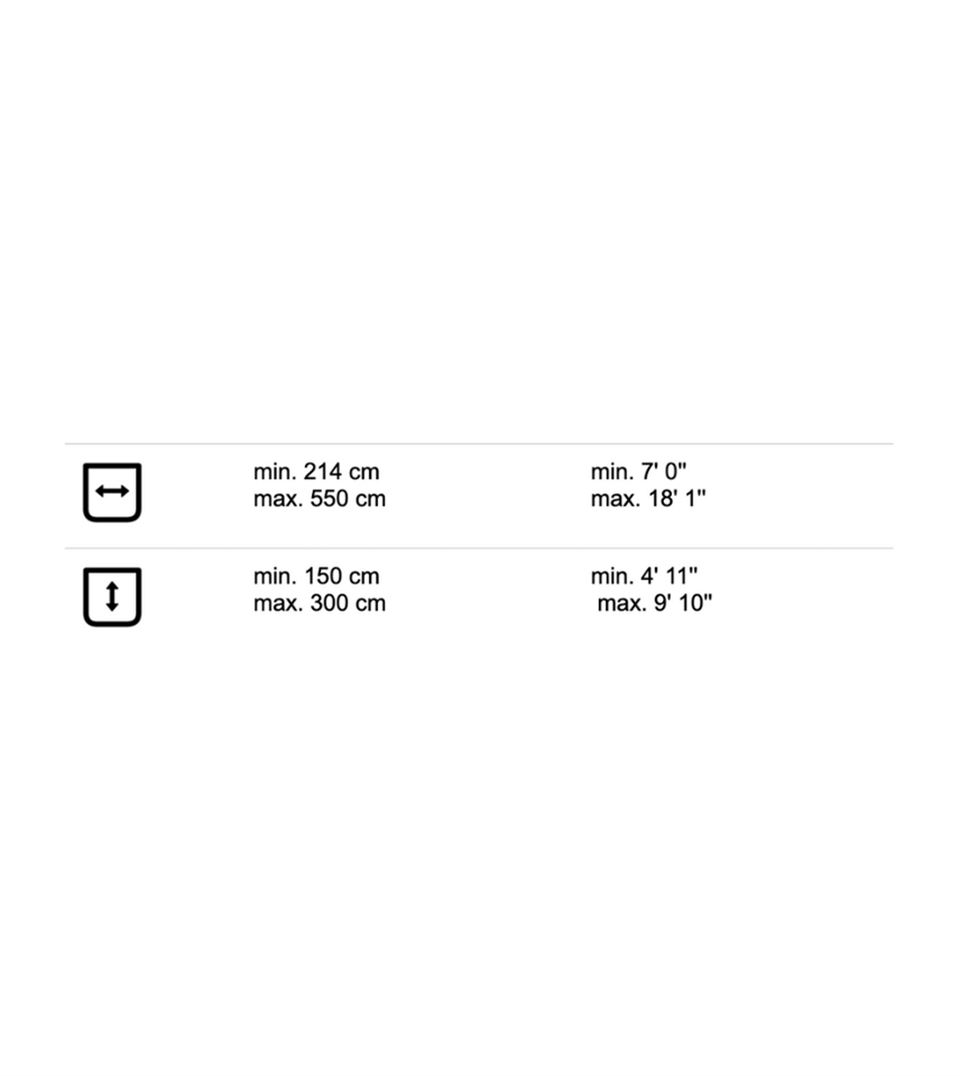 chart showing the dimensions of the product