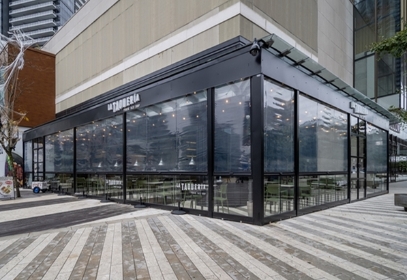 Clear PVC vinyl blinds enclosing a covered patio space