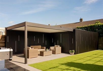 Renson Algarve Canvas fixed roof pergola with seamless fabric ceiling