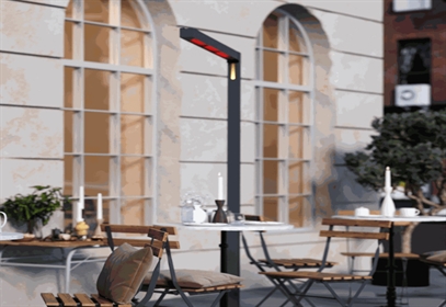 Contemporary-style outdoor heater and light