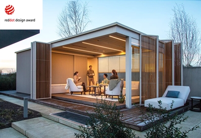 Moduler louvered outdoor room custom built with accessories