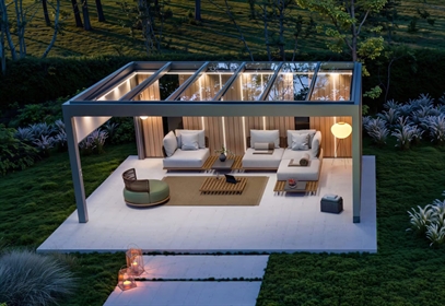 Red Dot Design Award-winning Winsol SO! Crystal glass roof pergola