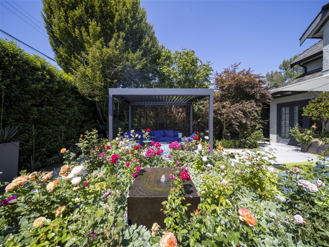 patio with motorized louvered roof and purple sofa patio with motorized louvered roof and purple sofa