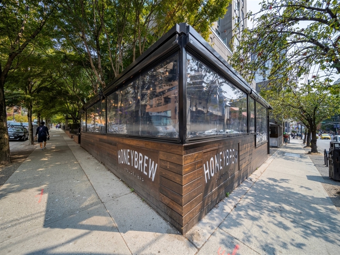 Patio in downtown vancouver enclosed with screens