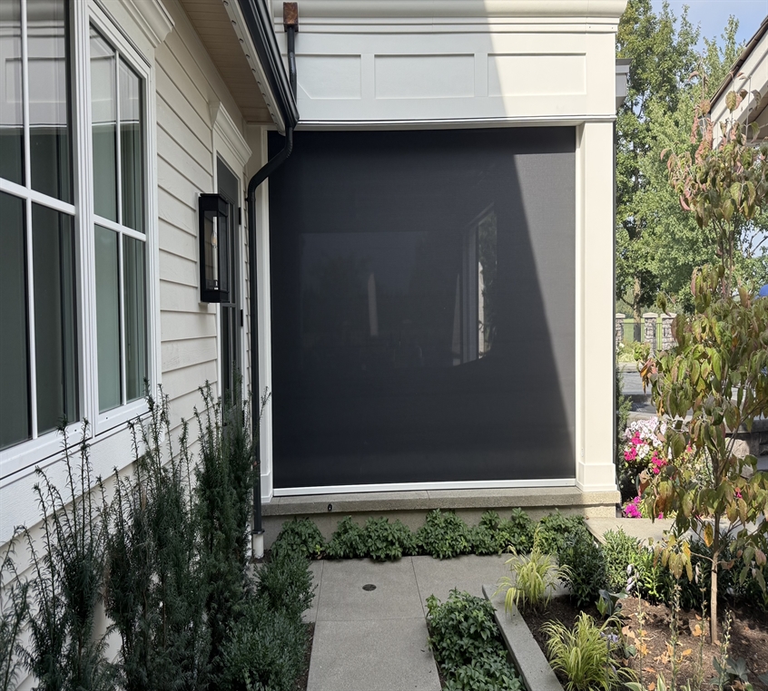 Covered terrace with screens down, Abbotsford