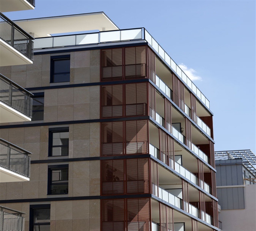 Building stands out against a blue sky in France