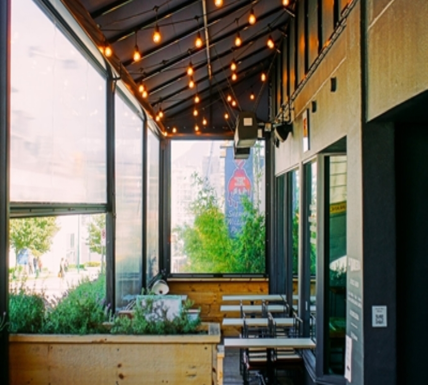 Inside view of patio with screens