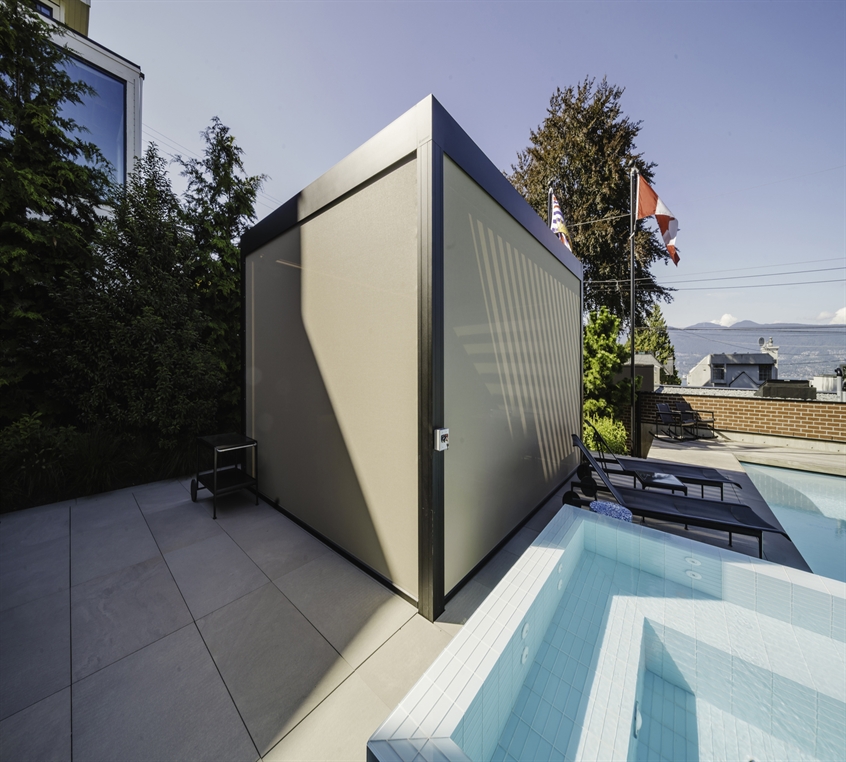 Enclosed outdoor room with four screens