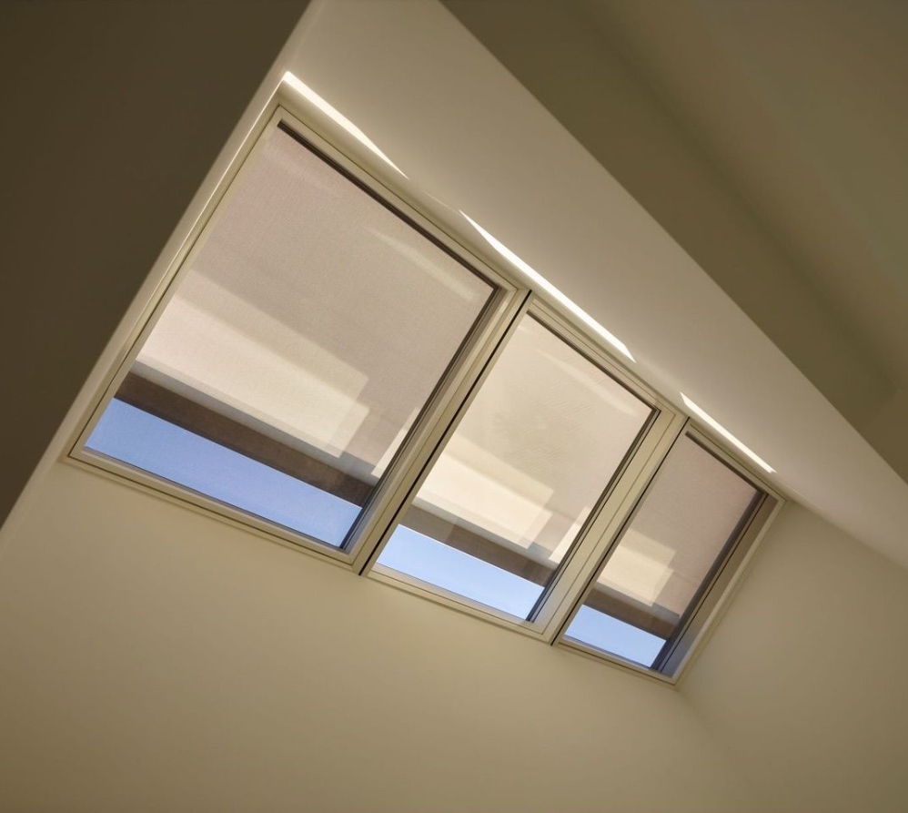 beige external screen on a skylight window